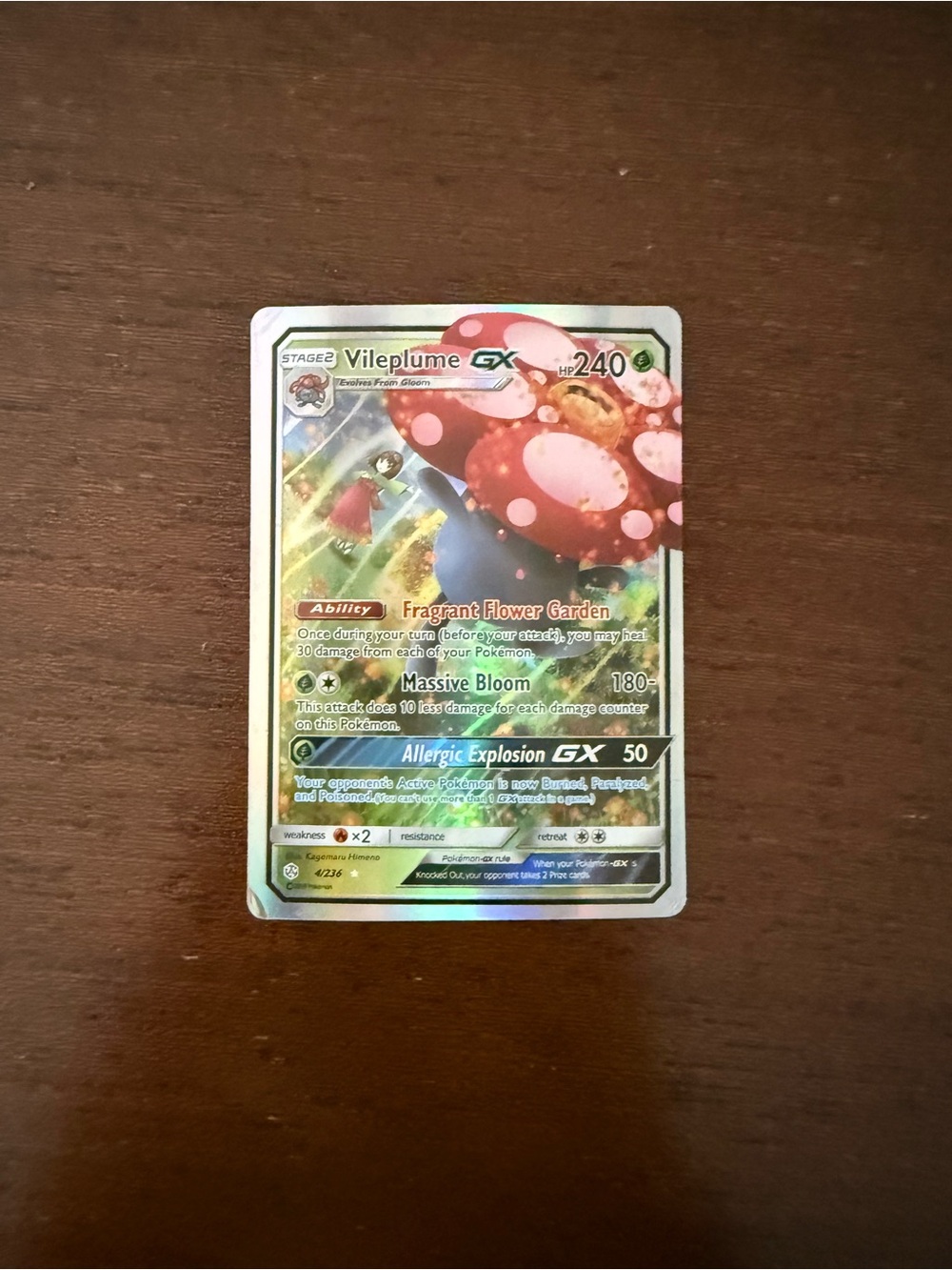 Vileplume GX Holo Pokémon Card - Green/Red